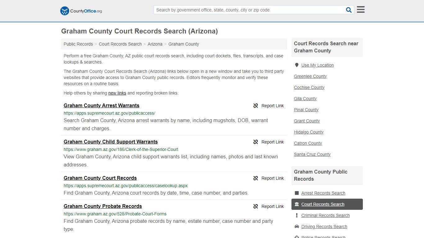 Graham County Court Records Search (Arizona) - County Office